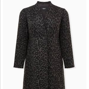 Torrid GREY LEOPARD WOOLEN COAT size 2! NWT!